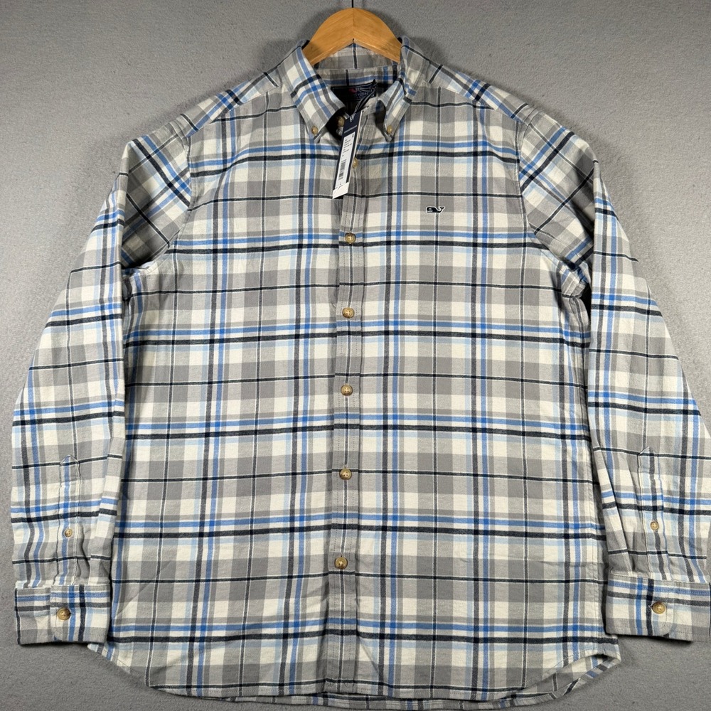 Vineyard Vines Mens Classic Fit Plaid Flannel Shirt Ultimate Grey 1W012643 L NWT